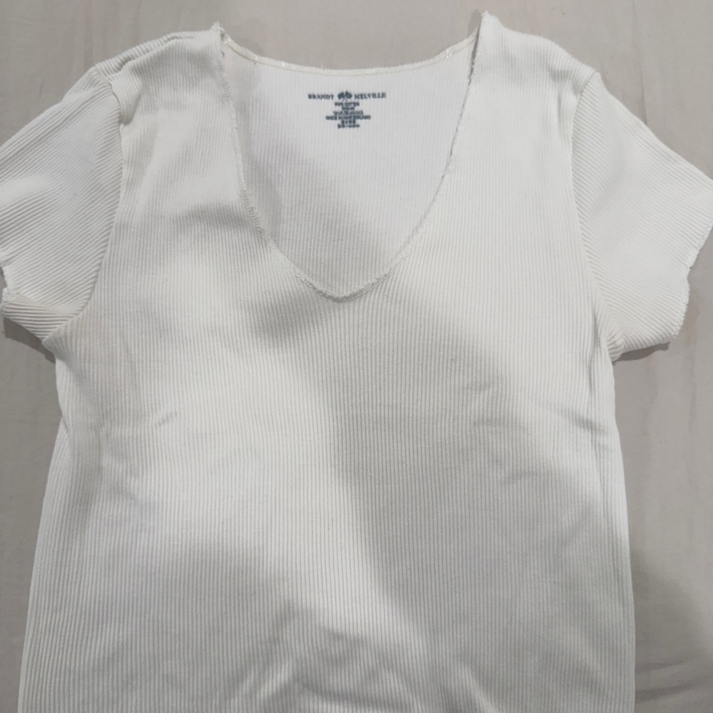 Brandy Melville White Ribbed Crop Top